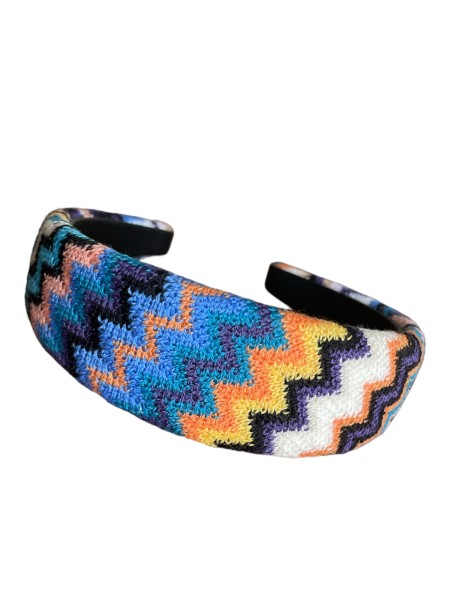 Missoni Knitted Headband, Strick-Haarreif, Zickzack-Blau-Orange