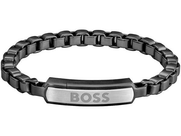 Boss Armband Devon Edelstahl, Schwarz / Silber