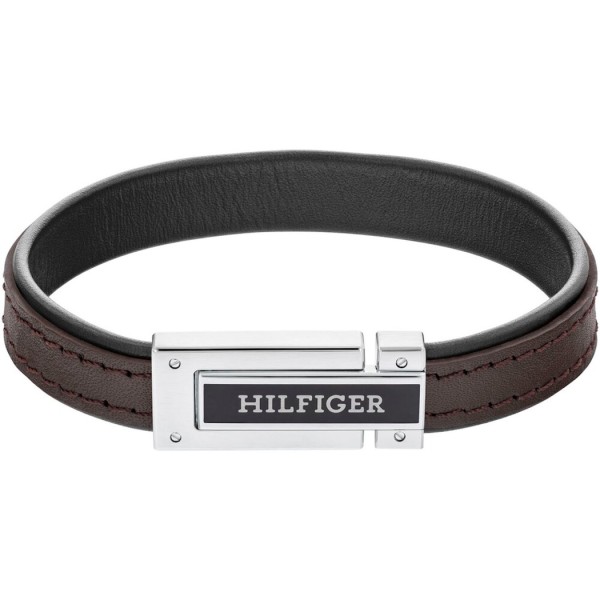 Tommy Hilfiger Lederarmband Herren, Dunkelbraun / Schwarz