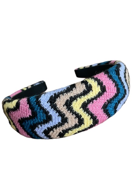 Missoni Knitted Headband, Strick-Haarreif, Zickzack-Rosa-Blau