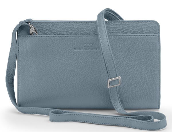 Keine Schwester Clutch / Schultertasche tragbar XL neu, Friesenblau-Silber