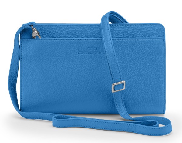 Keine Schwester Clutch / Schultertasche tragbar XL neu, Azurblau-Silber