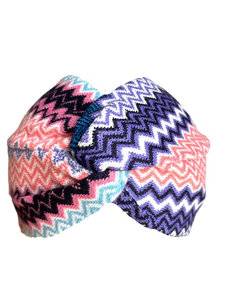 Missoni Knitted Headband, Strick-Stirnband, Zickzack-Lila-Lachs