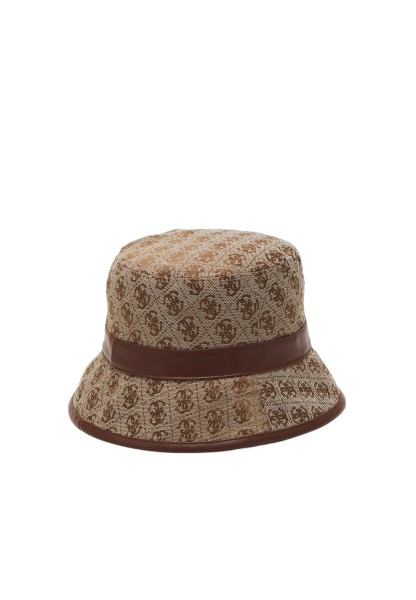 Guess Bucket Hat, Fischerhut, Jacquard-Logodesign, Beige-Braun