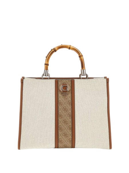 Guess Kerima Bamboo Compartment Tote, Handtasche, Umhängetasche, Hellbeige