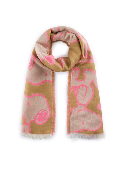 Codello X Peanuts Snoopy Jacquard Schal, Beige-Pink