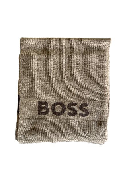 Boss Elio Wollschal mit Print, Medium Beige