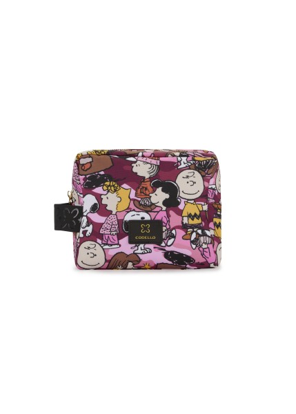 Codello X Peanuts Camouflage-Berry Cosmetic Bag, Kulturbeutel, Beere-Multicolor