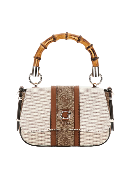 Guess Kerima Bamboo Mini Top Handle, Handtasche, Umhängetasche, Hellbeige