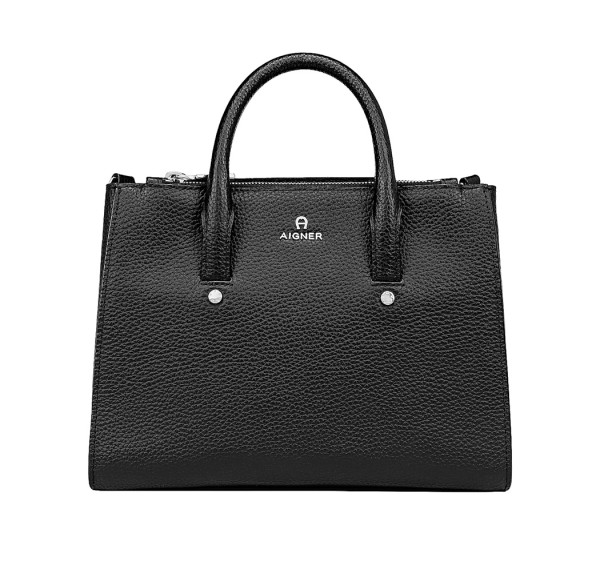 Aigner Handtasche / Umhängetasche Ivy M, Schwarz / Silber