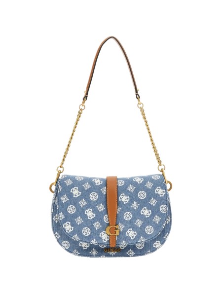 Guess Kuba Crossbody Flap Umhängetasche, Denim-Print