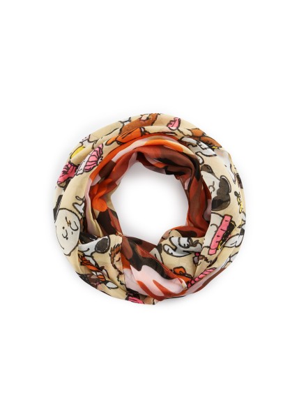 Codello X Peanuts Camouflage Berry Loop-Schal, Orange-Braun-Mehrfarbig