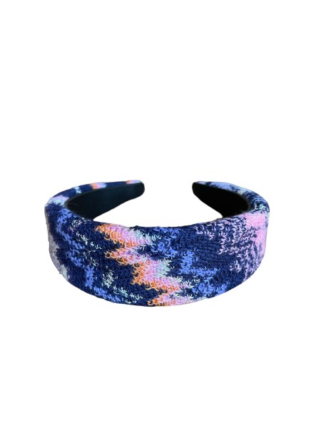 Missoni Knitted Headband, Strick-Haarreif, Zickzack-Multicolor Lila-Rosa