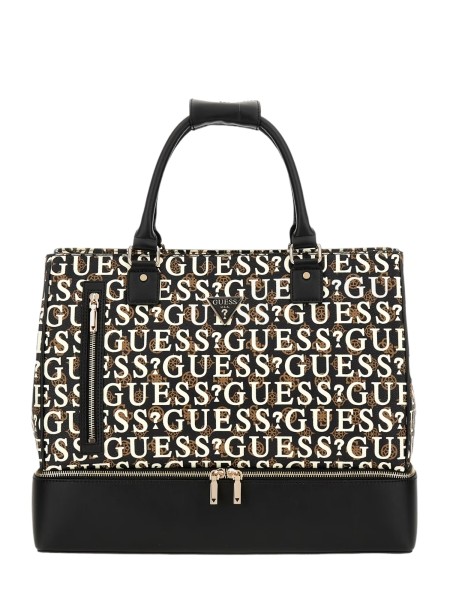 Guess Travel Stark Zip Bottom Shopper, Reisetasche, Umhängetasche, Schwarz-Weiß