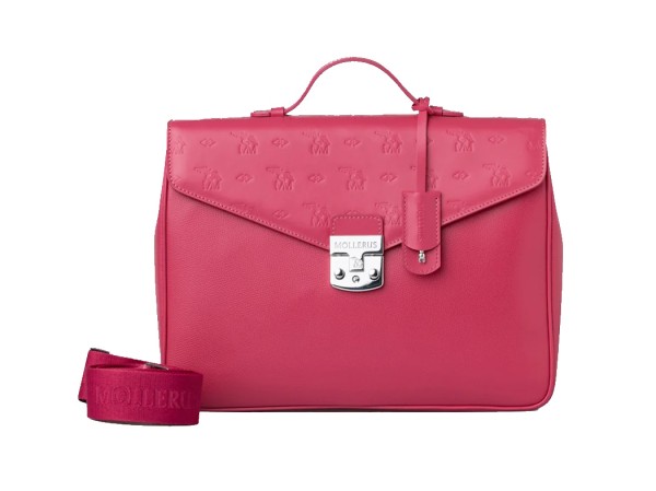 Maison Mollerus Leder Stampato Fun Fuchsia Umhängetasche, Avry Silber