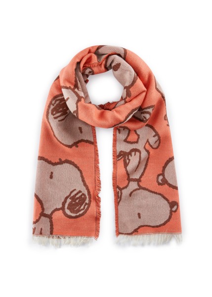 Codello X Peanuts Snoopy Jacquard Schal, Orange-Beige