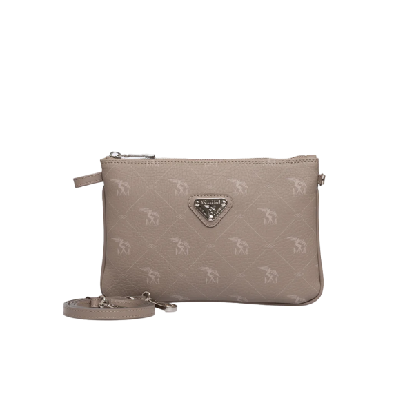 Maison Mollerus Canvas Pecarus Taupe / Rose Umhängetasche / Clutch, Tamins Silber